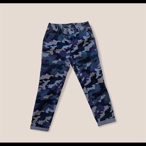 👖Caslon Nordys Blue Camo Tapered Ankle Pants Sz 0